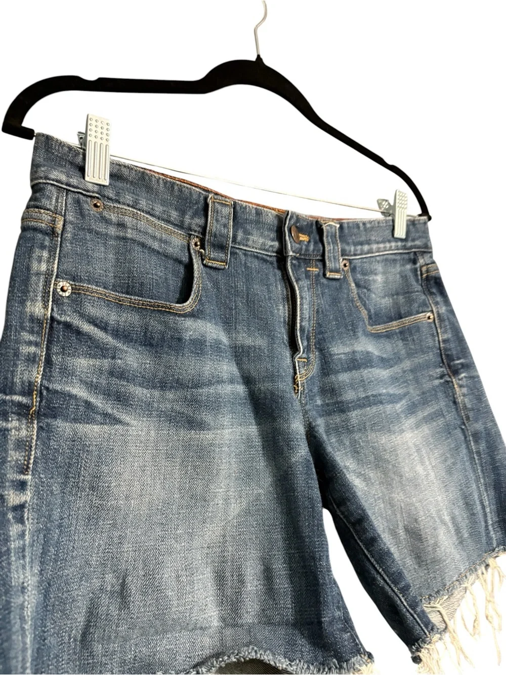 JCrew Distressed Denim Cutoff Shorts Medium Wash Frayed Hem Size 4